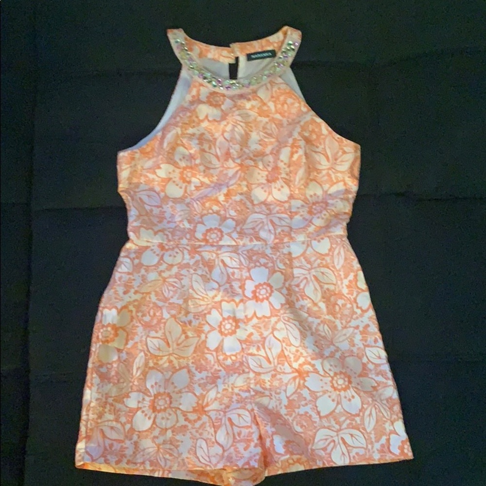 Pink floral romper